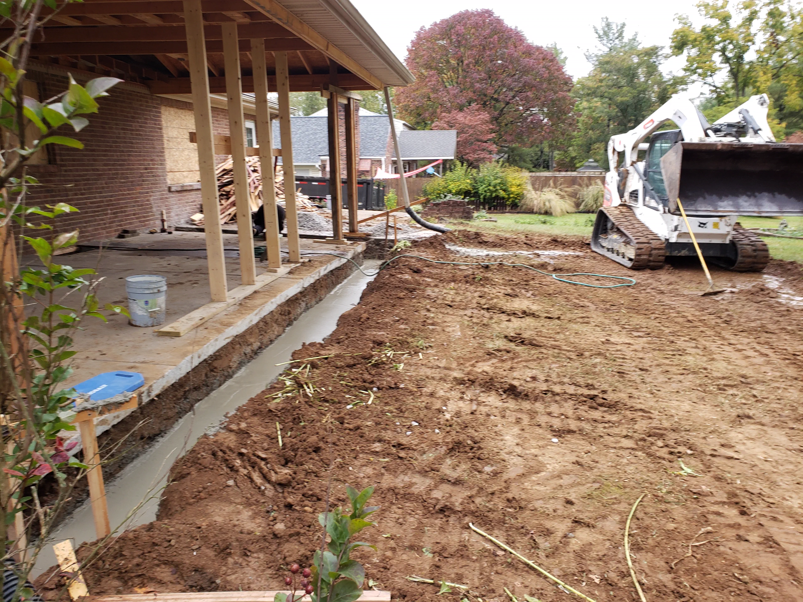 KY Fencing Works deck footing preparation.