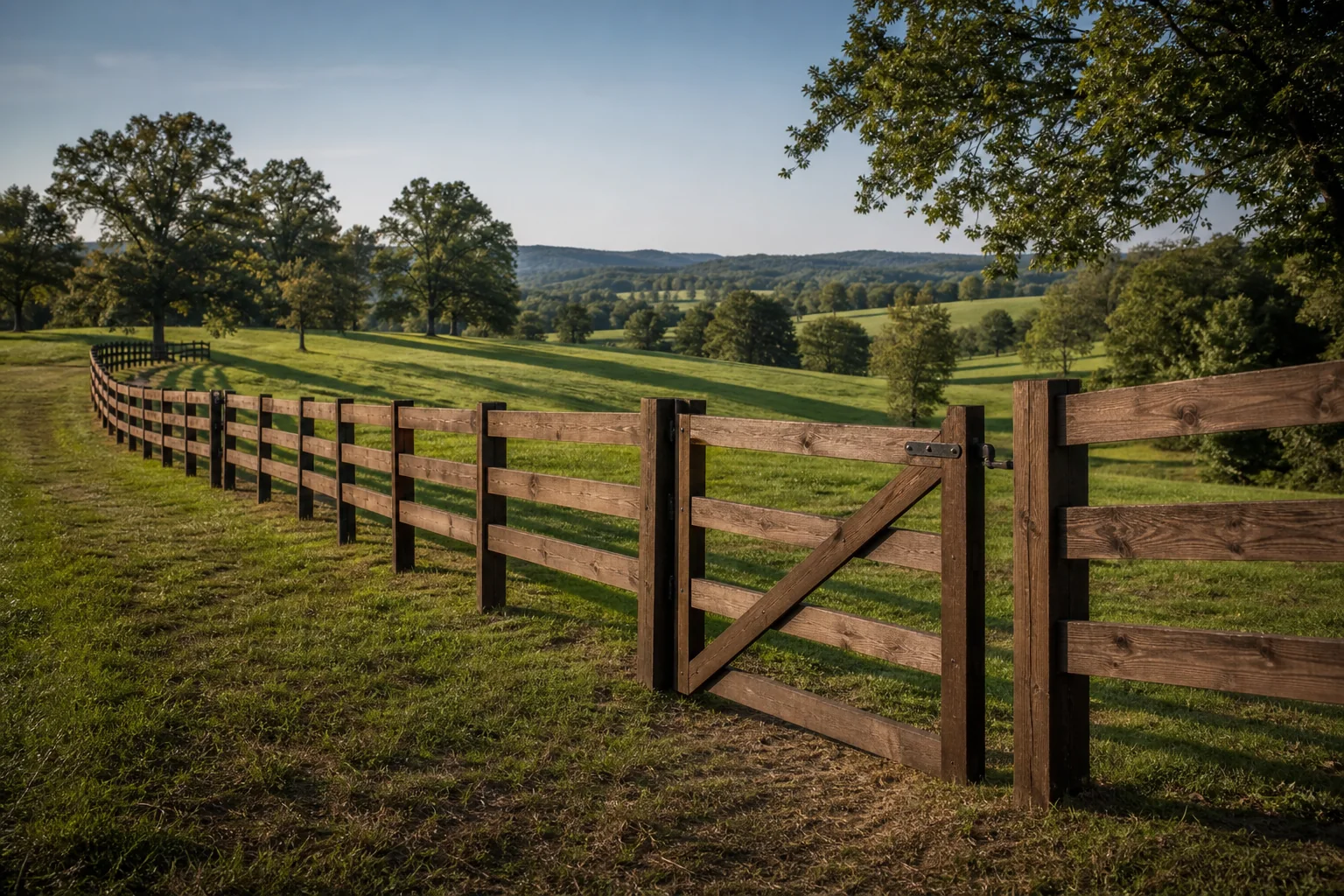 Board fence across a Central Kentucky farm field